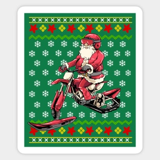 Santa Claus Ice Bike Ugly Christmas Sweater Sticker